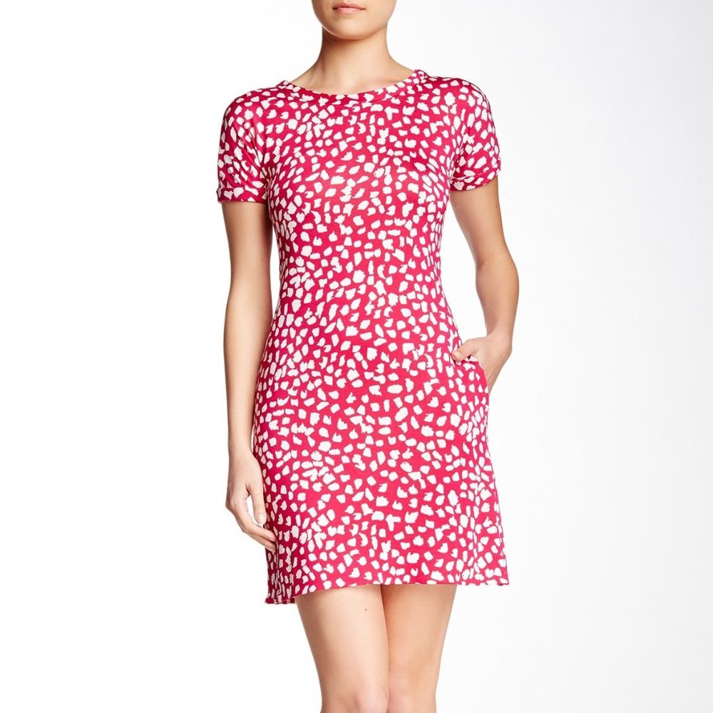 DVF Beth Pink Leopard silk shift dress white new